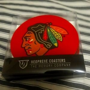 NWT THE MEMORY COMPANY CHICAGO BLACKHAWKS NEOPRENE COASTERS SET OF 4